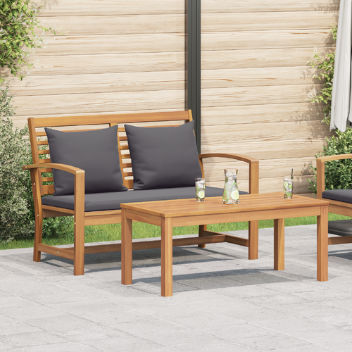 Bench Brown and Dark Grey 110 x 66 x 76 cm Solid Teak Wood