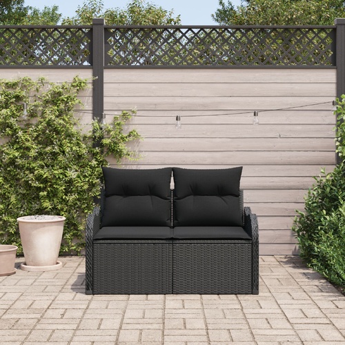 Garden Sofa Black 121 x 62 x 69cm Poly Rattan