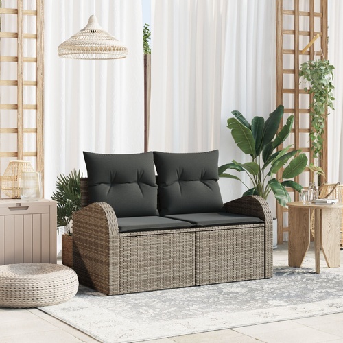 Garden Sofa Grey 124 x 62 x 69cm Poly Rattan