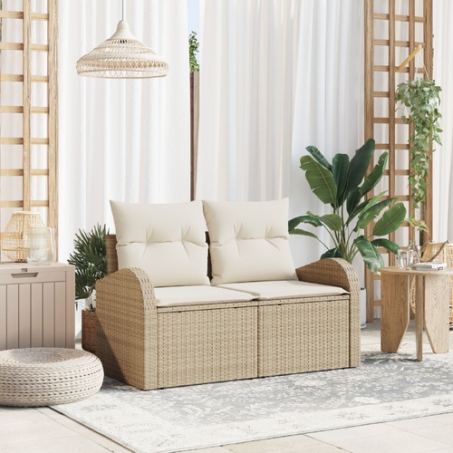 Garden Sofa Beige 124 x 62 x 69cm Poly Rattan