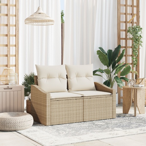 Garden Sofa with Cushion 123 x 62 x 69 cm Poly Rattan