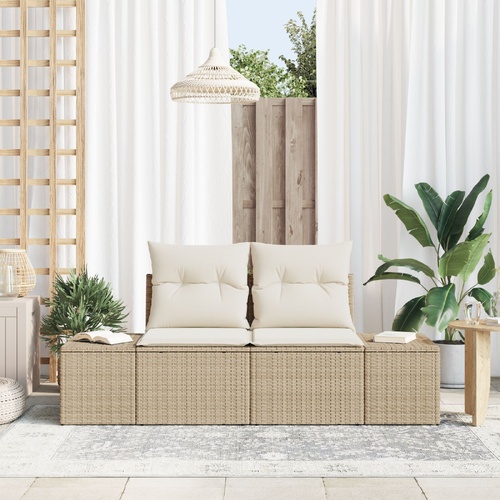 Garden Sofa Beige 123 x 62 x 69cm Poly Rattan