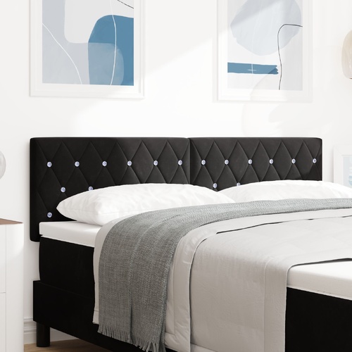 Black Velvet Headboard with Crystal Button Tufts - 160cm