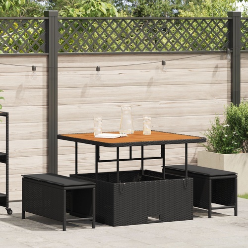 Garden Dining Set Black Poly Rattan