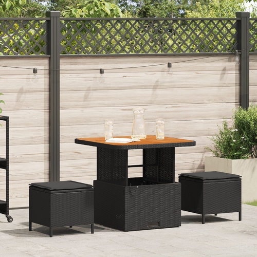 Garden Dining Set Black Poly Rattan