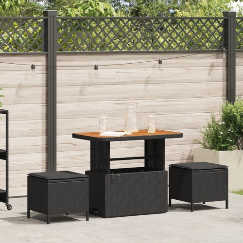 Garden Dining Set Black Poly Rattan