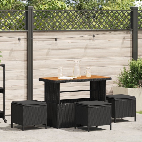 Garden Dining Set Black Poly Rattan