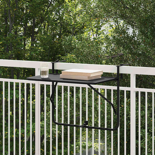 Hanging Balcony Table Folding Black 60 x 39 x 65 cm Steel