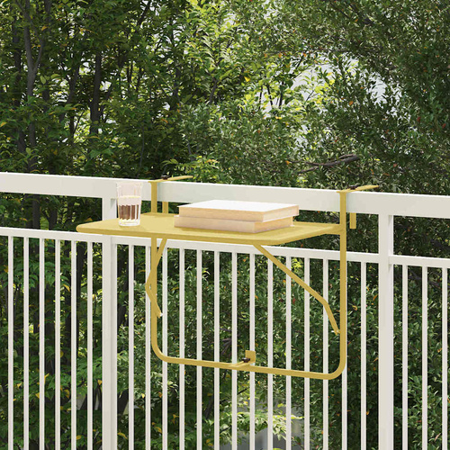Hanging Balcony Table Folding Gold 60 x 39 x 65 cm Steel