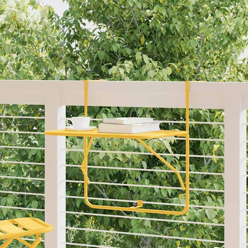 Hanging Balcony Table Folding Mustard 60 x 39 x 65 cm Steel
