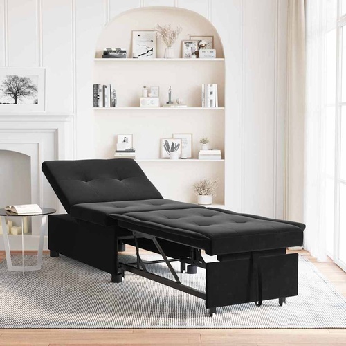 Sofa Bed Black 194 x 67 x 82 cm Velvet