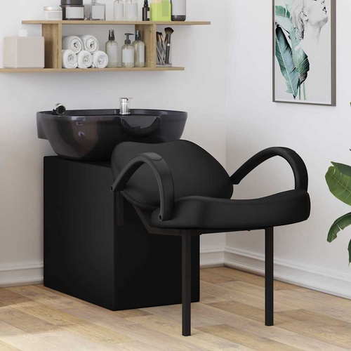 Shampoo Chair Height Adjustable Black 63 x 141 x 92 cm PVC