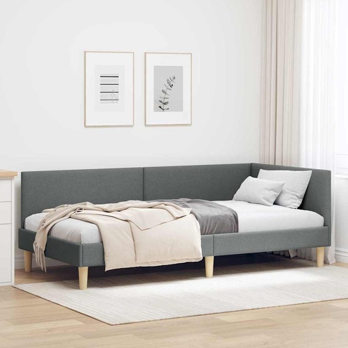 Corner Bed Frame Other with Headboard Dark grey 90 x 190 cm