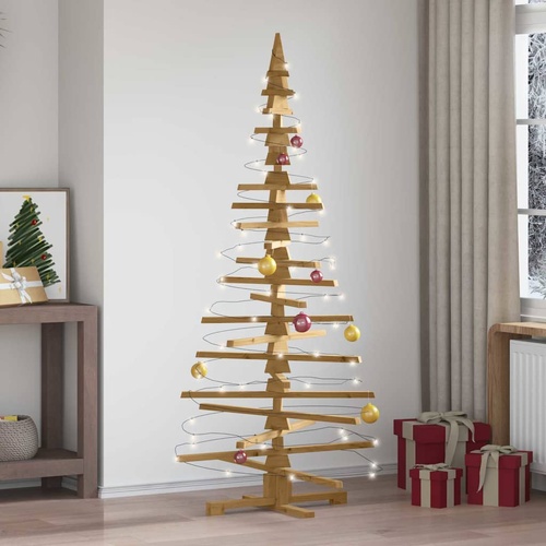 Wooden Christmas Tree with Stand Brown 180 cm Solid pine wood