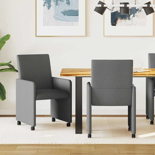 Dining Chairs with Wheels 2 pcs Dark grey 57 x 66 x 94 cm