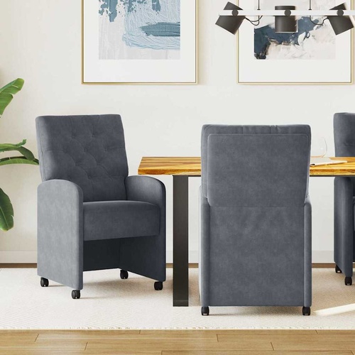 Dining Chairs with Wheels 2 pcs Dark grey 58 x 67 x 97 cm