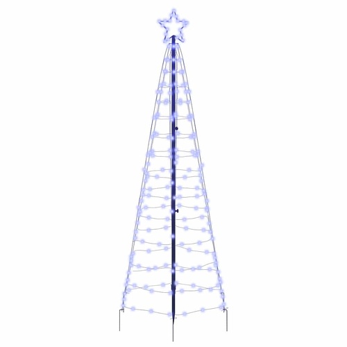 LED Christmas Tree with Ground Spikes Blue 250 cm Iron