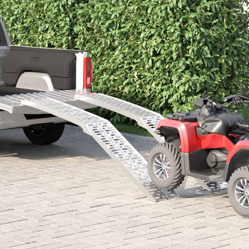 Loading Ramp Folding 2 pcs Silver 222 x 29 x 14 cm Aluminium