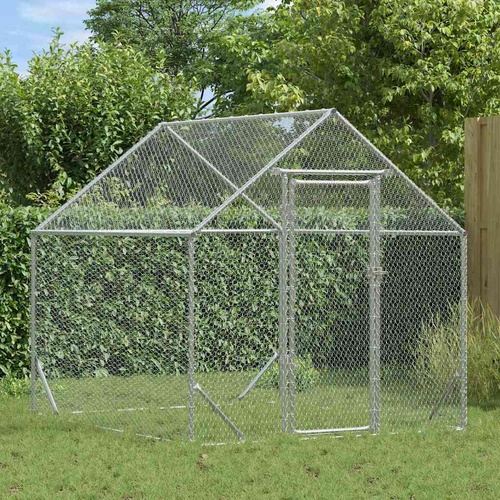 Chicken Cage Silver 200x170x177cm Galvanised Steel