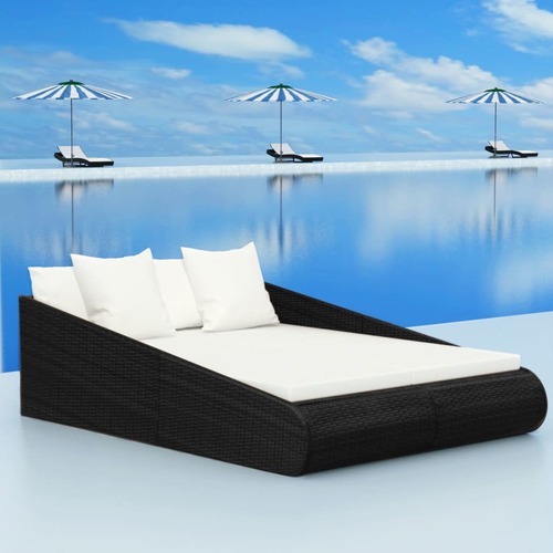 Garden Bed Black 110x200 cm Poly Rattan