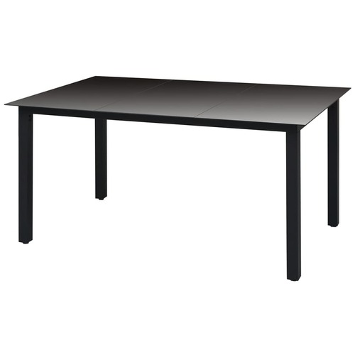 Garden Table Black 150x90x74 cm Aluminium and Glass
