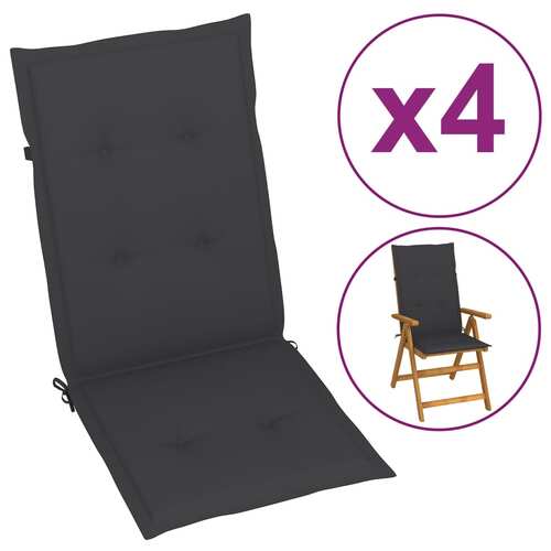 Garden Highback Chair Cushions 4 pcs Anthracite 120x50x3 cm Fabric