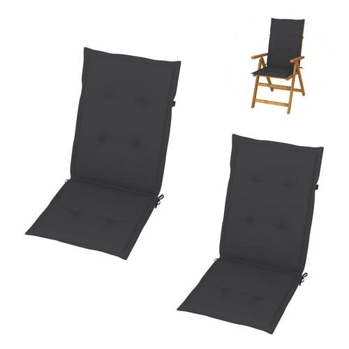 Garden Highback Chair Cushions 2 pcs Anthracite 120x50x3 cm Fabric