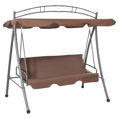 Outdoor Convertible Swing Bench with Canopy Coffee