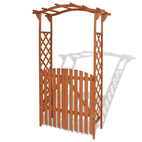 Garden Arch with Gate Solid Wood 120x60x205 cm