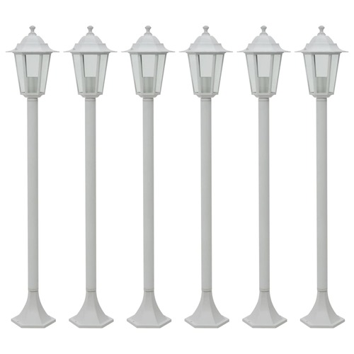 Garden Post Lights 6 pcs E27 110 cm Aluminium White