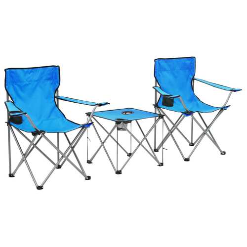 Camping Table and Chair Set 3 Pieces Blue