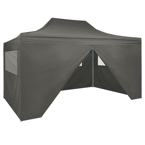 Foldable Tent Pop-Up with 4 Side Walls 3x4.5 m Anthracite