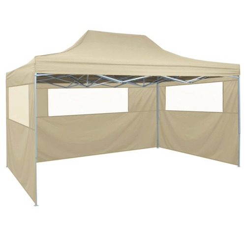 Foldable Tent with 3 Walls 3x4.5 m Cream