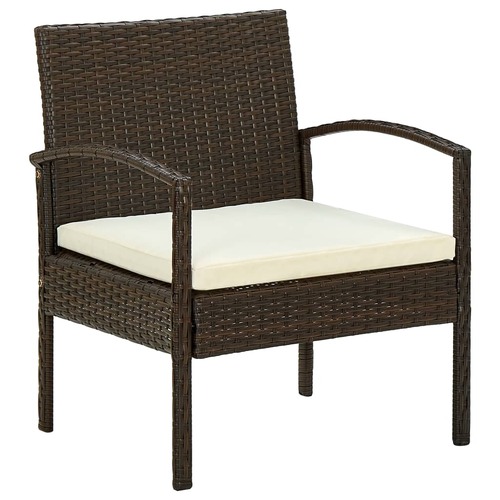 Garden Chair with Cushion Poly Rattan Brown