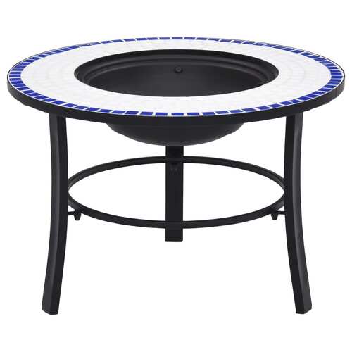 Mosaic Fire Pit Blue and White 68cm Ceramic