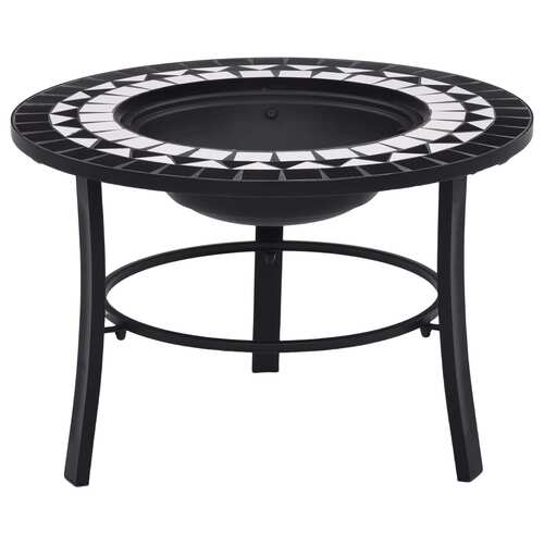 Mosaic Fire Pit Black and White 68cm Ceramic