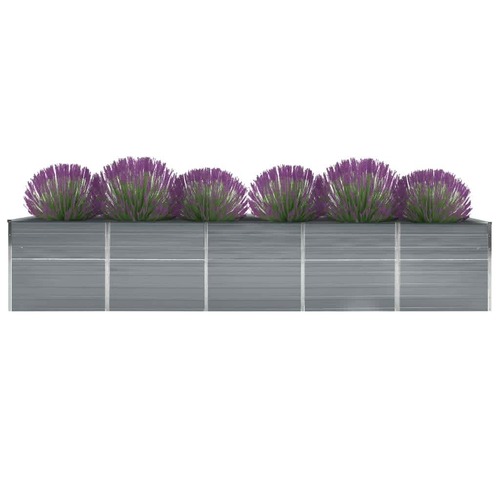 Garden Raised Bed Galvanised Steel 400x80x77 cm Grey