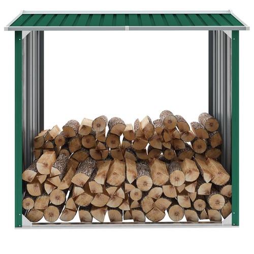 Log Storage Shed Galvanised Steel 172x91x154 cm Green