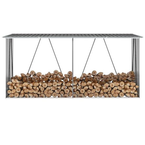 Garden Log Storage Shed Galvanised Steel 330x84x152 cm Anthracite