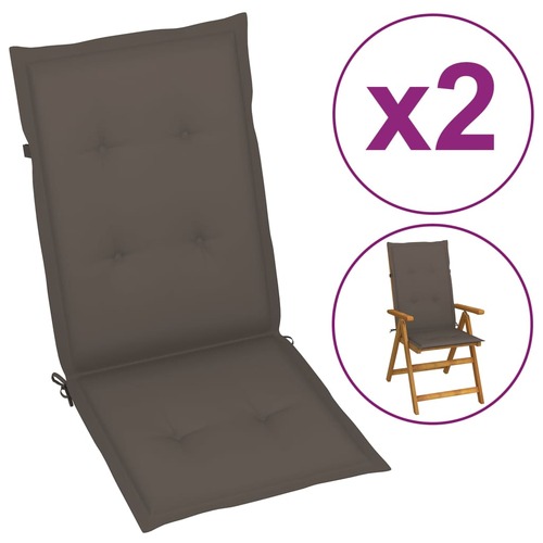 Garden Highback Chair Cushions 2 pcs Taupe 120x50x3 cm Fabric