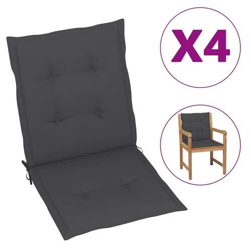 Garden Lowback Chair Cushions 4 pcs Anthracite Oxford Fabric