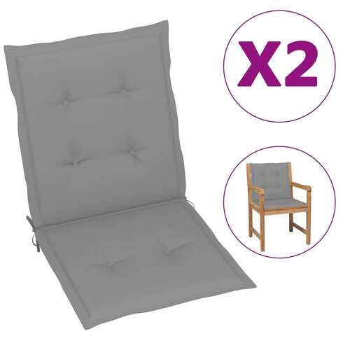 Garden Lowback Chair Cushions 2 pcs Grey Oxford Fabric