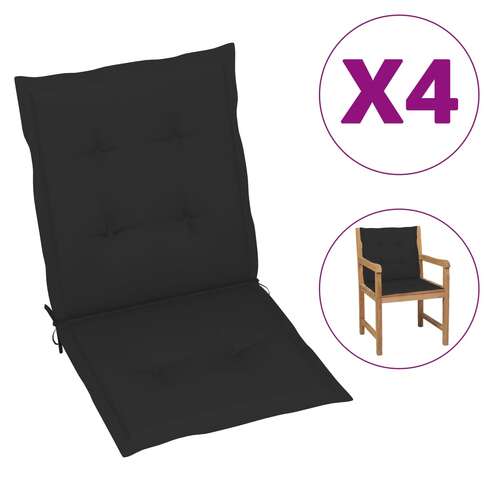 Garden Lowback Chair Cushions 4 pcs Black 100x50x3 cm Oxford Fabric