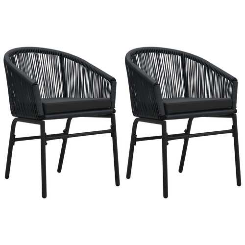 Garden Chairs 2 pcs Black PE Rattan