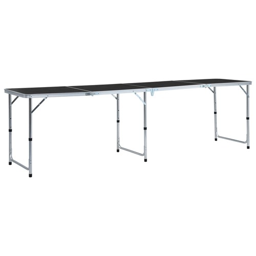 Foldable Camping Table Grey Aluminium 240x60 cm