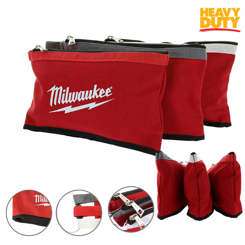 3x Milwaukee Zipper Pouch Waterproof Heavy Duty Tool Bag Storage 48228193 Case
