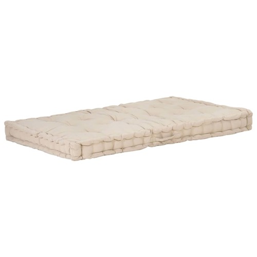 Pallet Floor Cushion Cotton 120x80x10 cm Beige