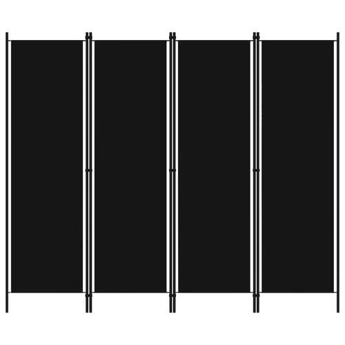 4-Panel Room Divider Black 200x180 cm