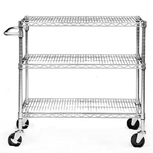 3 Tier Steel Utility Cart With Wheels Kitchen Storage Trolley Laundry Workshop Organiser