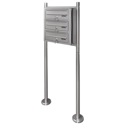 Triple Mailbox on Stand Stainless Steel